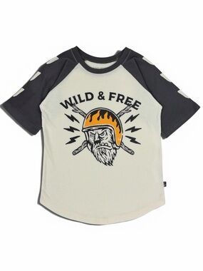 Wild & Free Raglan Graphic Tee - Black & Cream